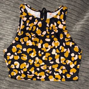 Beach Betty Cropped Swim Top in Black and Gold